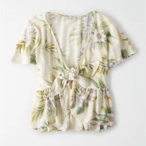 AE Flutter Sleeve Tie Front Top